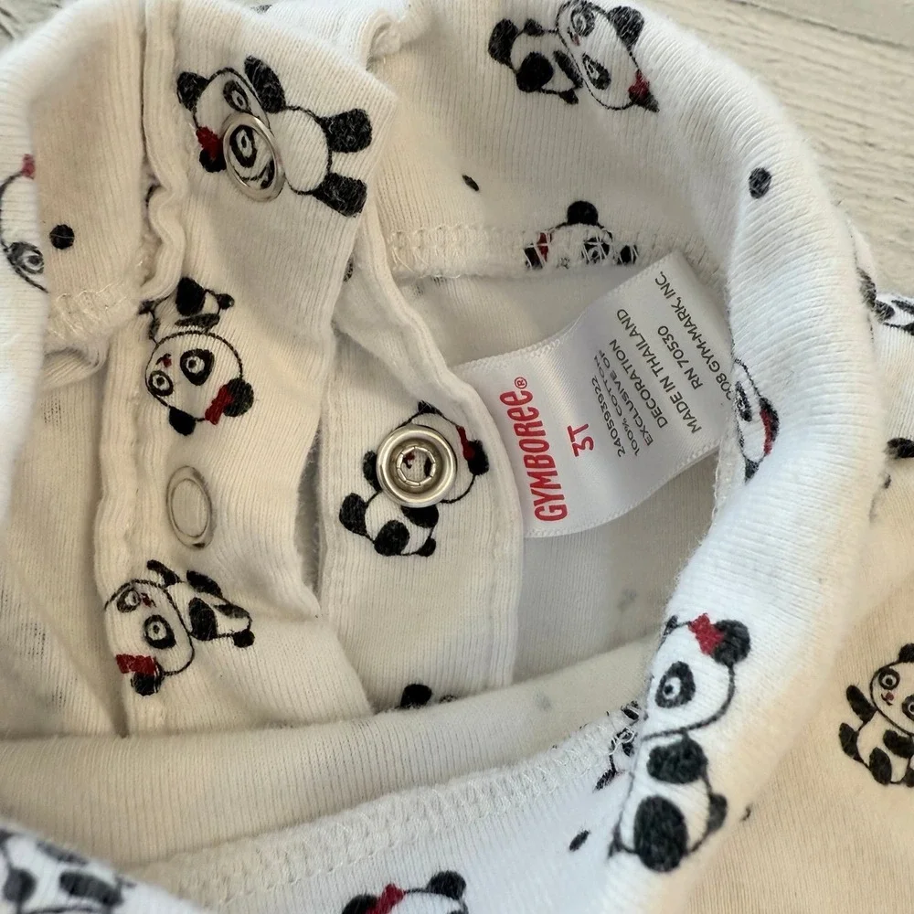 Gymboree girls black velvet dress with panda‎ bodysuit 2008 3T